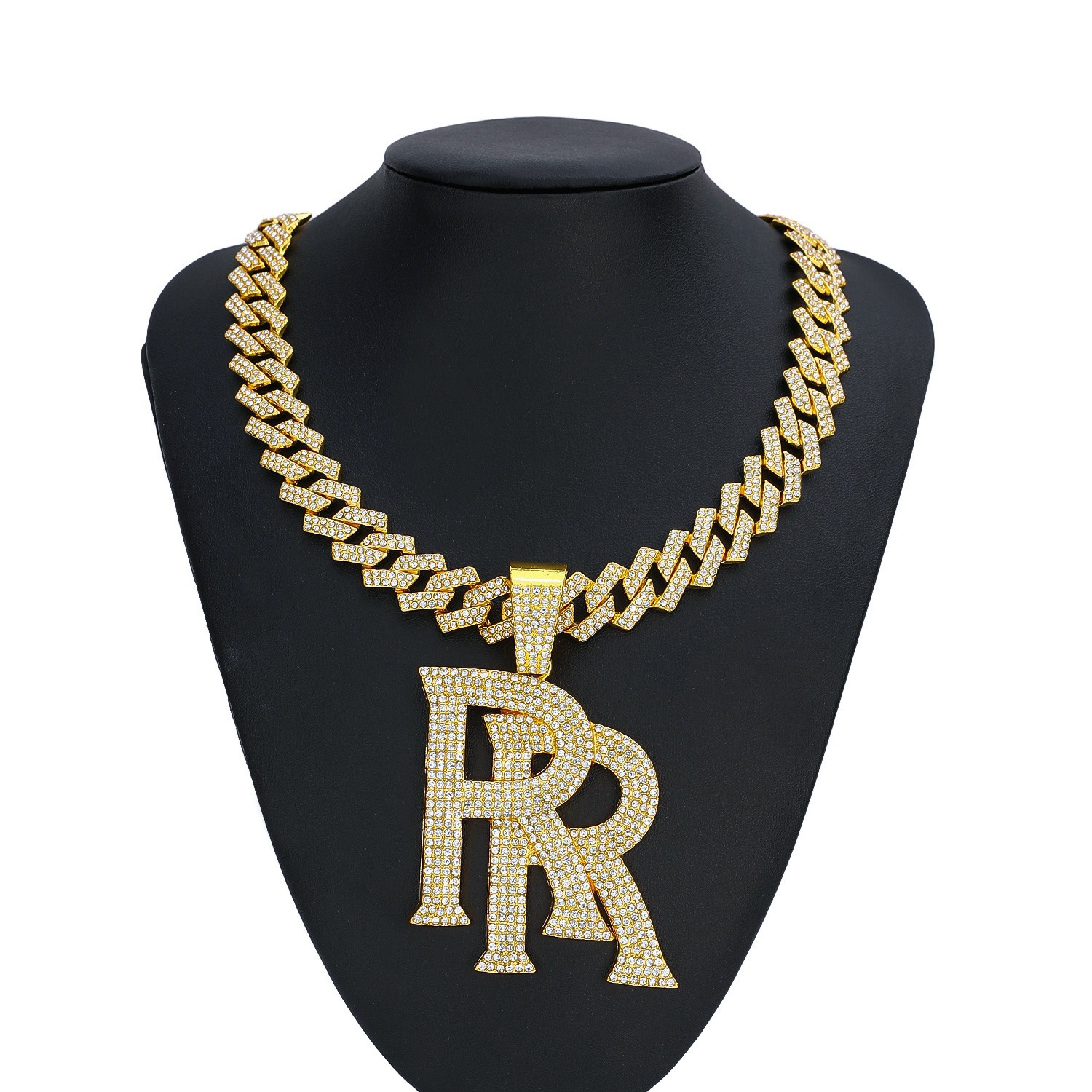 European and American New Hot-Selling Alloy Double R Letter Logo Pendant, Unisex Personalized Exaggerated Jewelry, Wholesale from Manufacturer