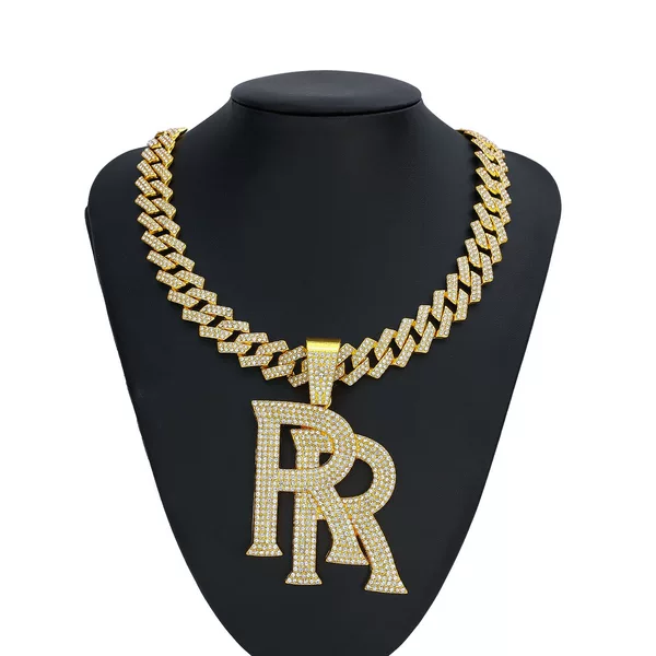 European and American New Hot-Selling Alloy Double R Letter Logo Pendant, Unisex Personalized Exaggerated Jewelry, Wholesale from Manufacturer