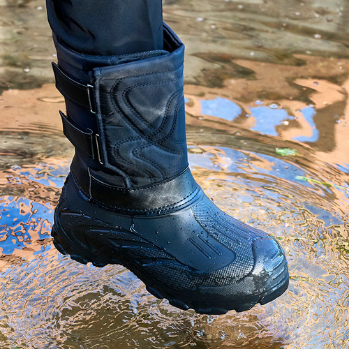 Men's Snow Boots with Fleece Lining, Warm and New Cotton Shoes, Thick Fishing Boots with EVA Waterproof Snow Snow Boots