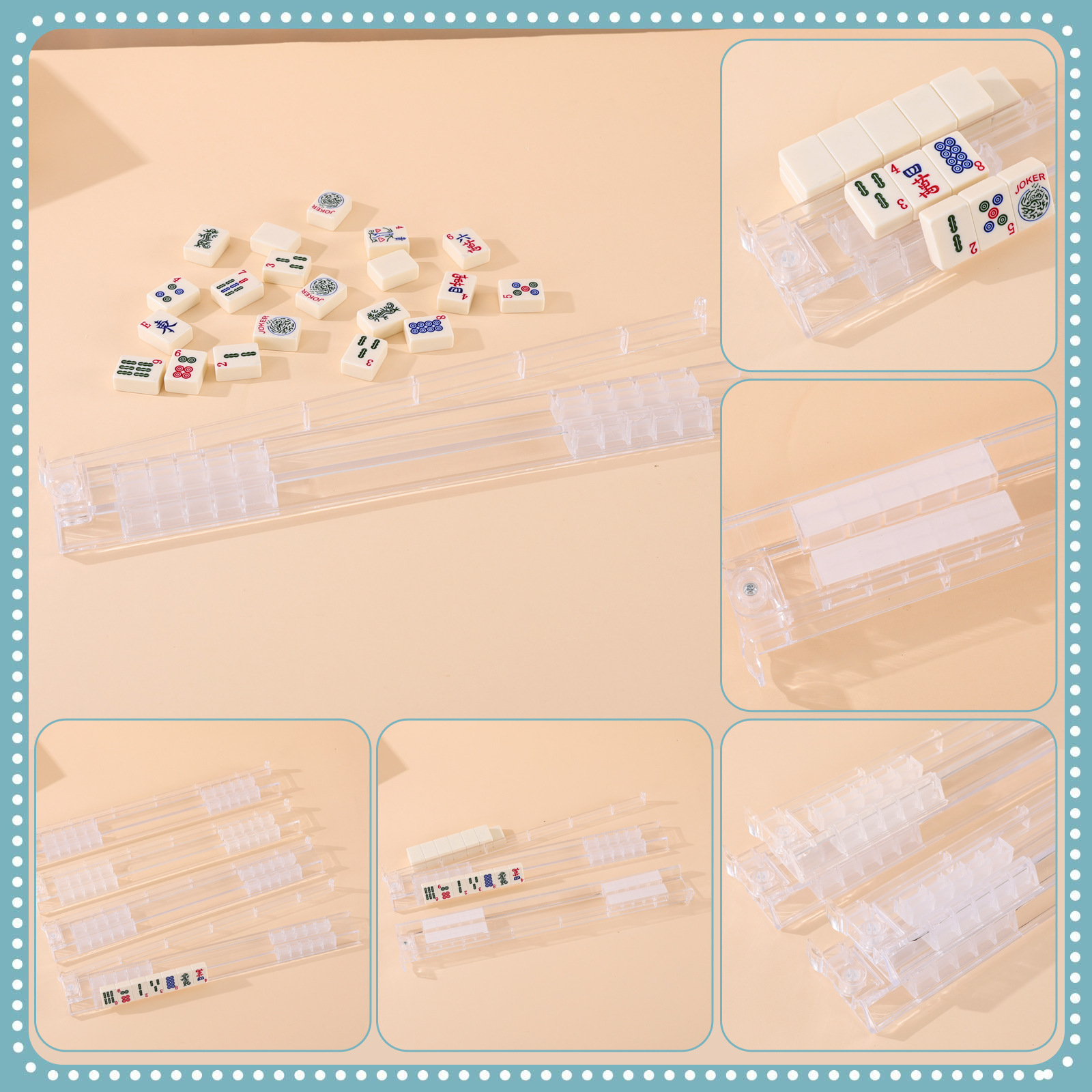 Amazon Cross-Border Push Ruler, Solid Color Push Ruler, Thickened Version with Push Rod, Dopamine Mahjong Card Organizer, Pvc Material