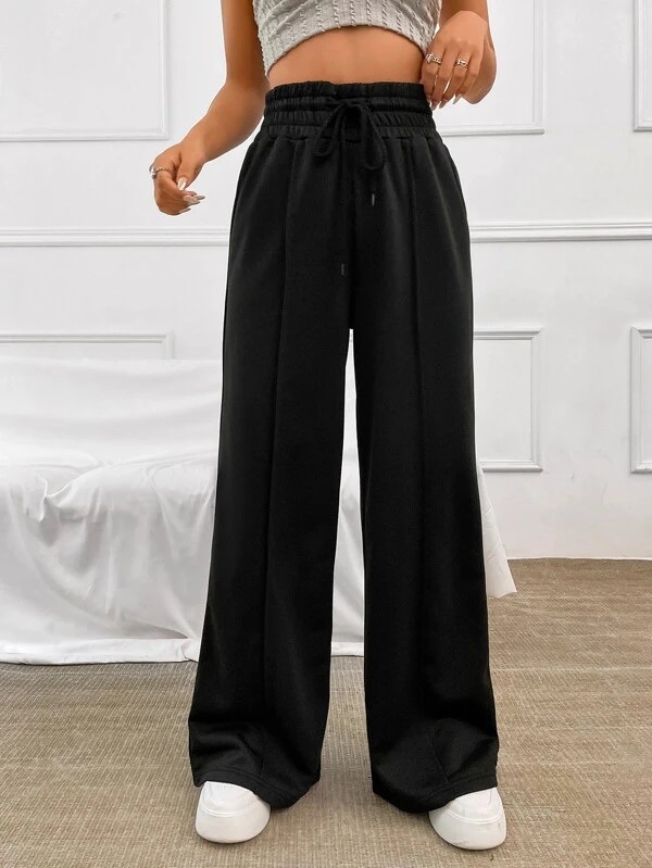 Women's Holiday Daily Streetwear Solid Color Full Length Casual Pants Wide Leg Pants display picture 8