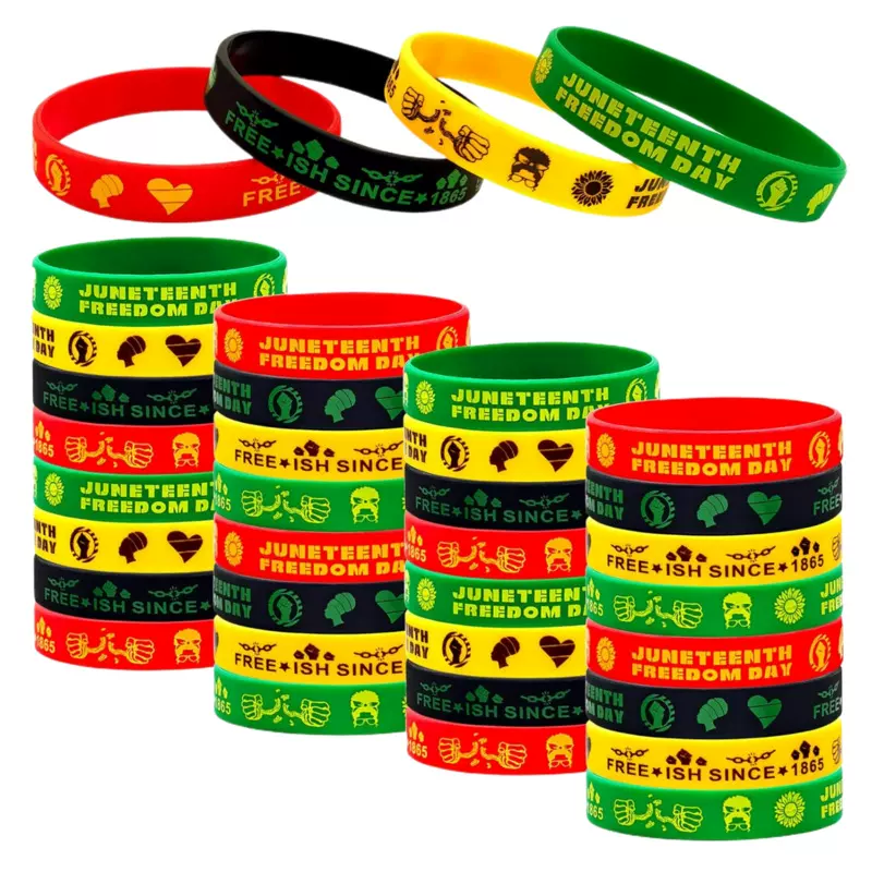 跨境供应六月节硅胶手环黑人奴隶自由励志硅胶手镯