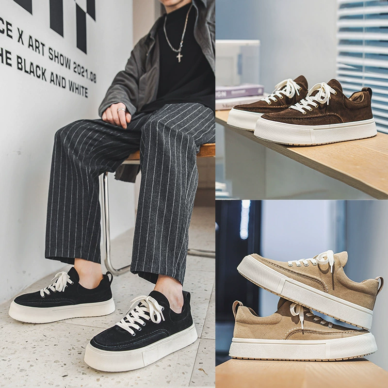 Низкие кроссовки мужские Осень-зима Новая бархатная кожаная повседневная обувь на увеличенной платформе с инструментами модный бренд ретро национальная Мода универсальная обувь