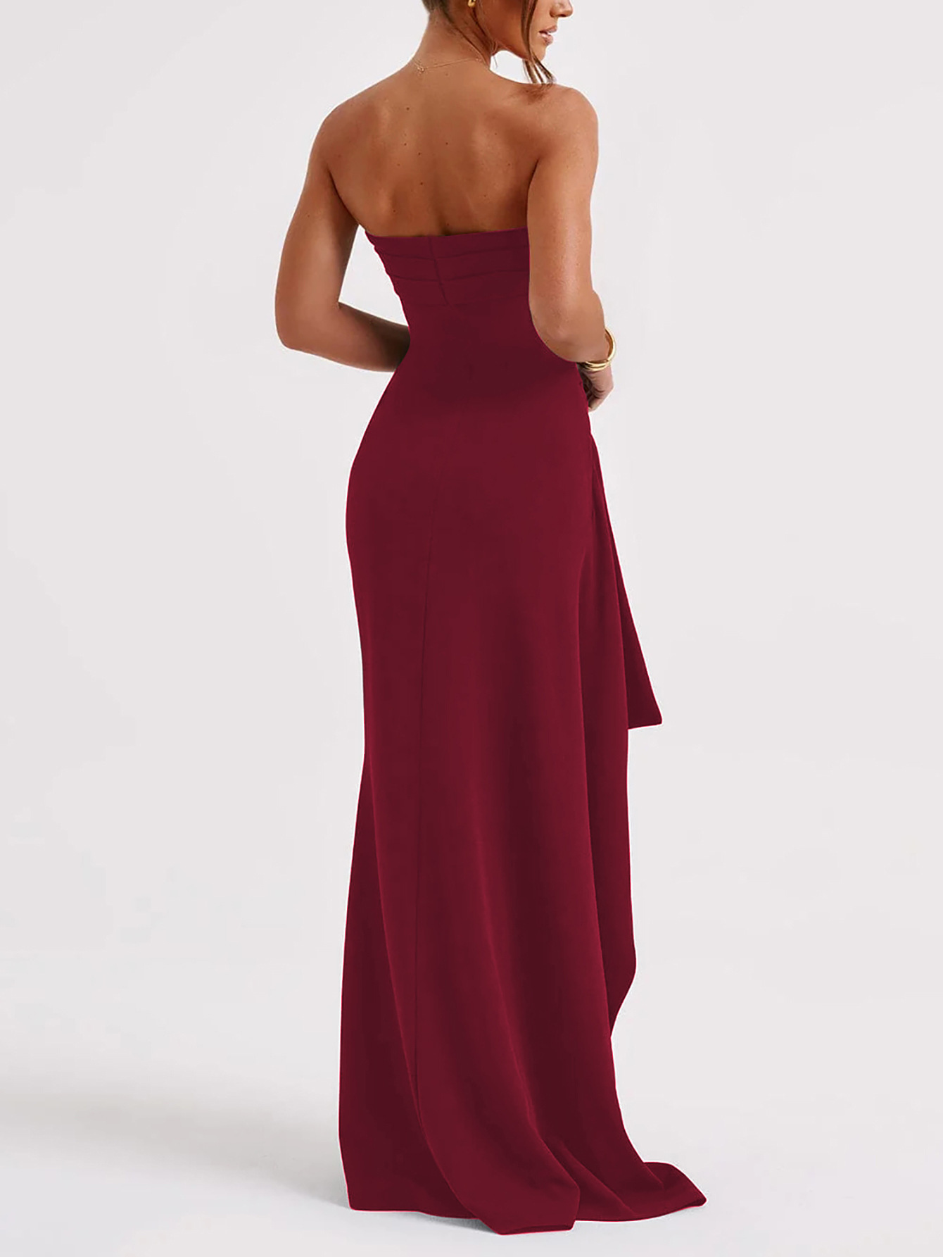 Wish Evening Women Off-Shoulder Strapless Fashion Sexy Backless High Slit Long Dress Autumn_ecoleips.com