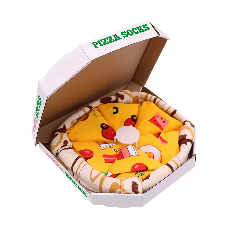 披萨袜子pizza中筒棉袜男欧美创意时尚情侣圣诞节礼物盒袜圣诞袜
