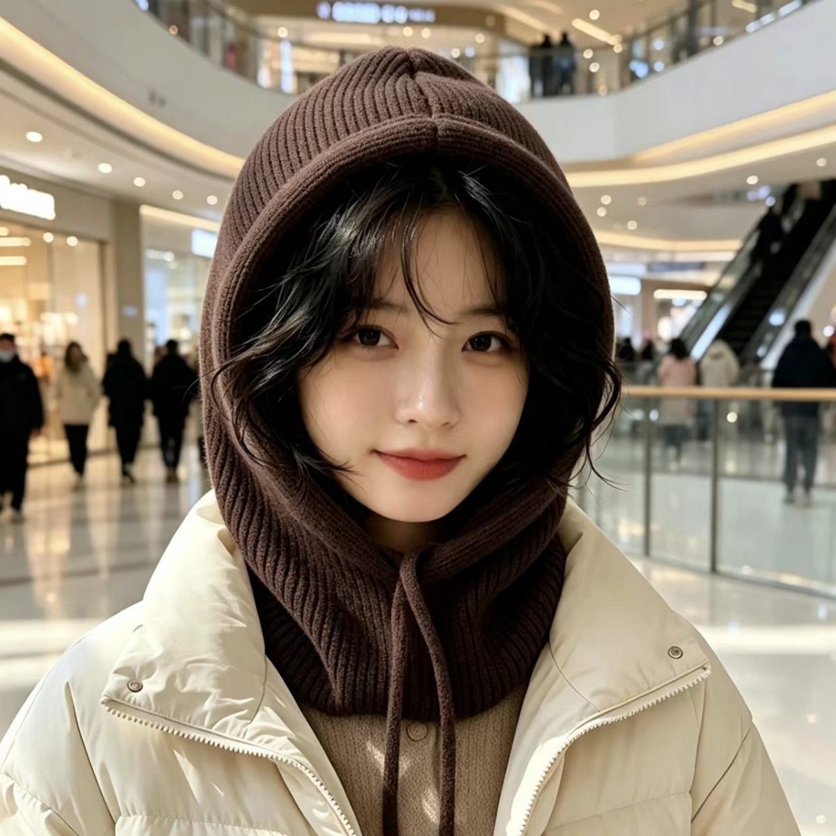 Winter warm women's hat, woolen hat, popular cross-border product, hat, scarf, shawl, integrated knitted ear-protecting hat