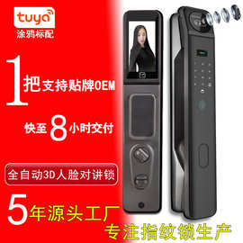 跨境涂鸦指纹锁人脸识别智能门锁全自动可视涂鸦指纹密码锁入户门