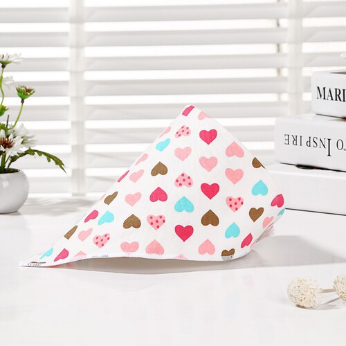 2024 New Knitted Cotton Infant Cartoon Triangular Bandana Baby Snap Double-sided Saliva Triangular Bandana Children's Triangular Bandana