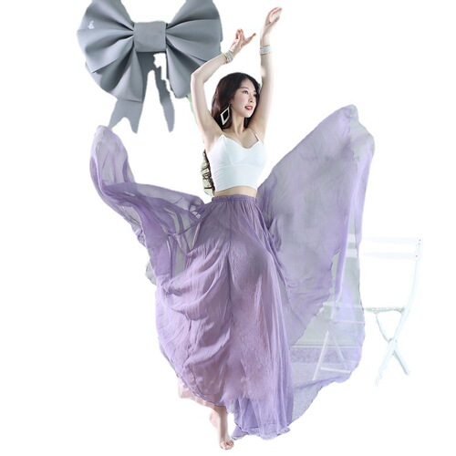 Classical dance clothing 720-degree double-layer elegant Tencel large swing skirt modern folk dance practice clothing performance clothing set