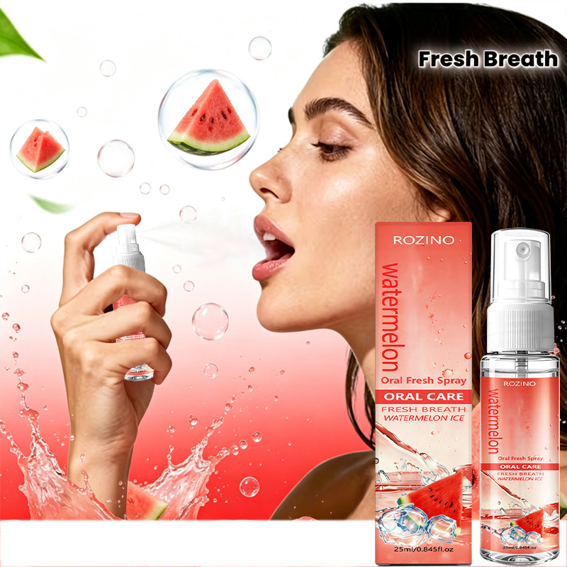 Cross-border ROZINO Watermelon Breath Freshening Spray, 25ml, for fresh breath and odor removal, direct from the factory for export