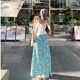 Pure Desire Style Pleated Slim Fit Tube Top Women's Spring New Floral Slim Look High Waist Long Dress Fashion suit