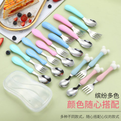304子供スプーン家庭用食事スプーンステンレス子供食器セット漫画赤ちゃん携帯スプーンフォーク