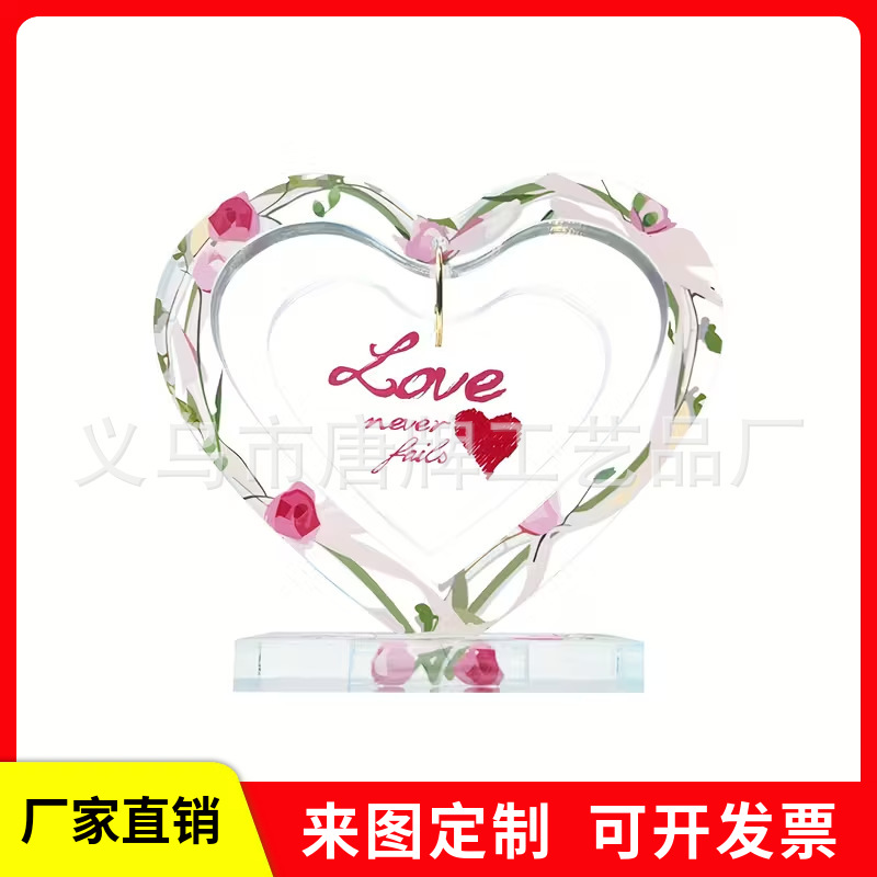 跨境新品透明亚克力留言纪念品优雅花卉图案适合家居或办公室装饰