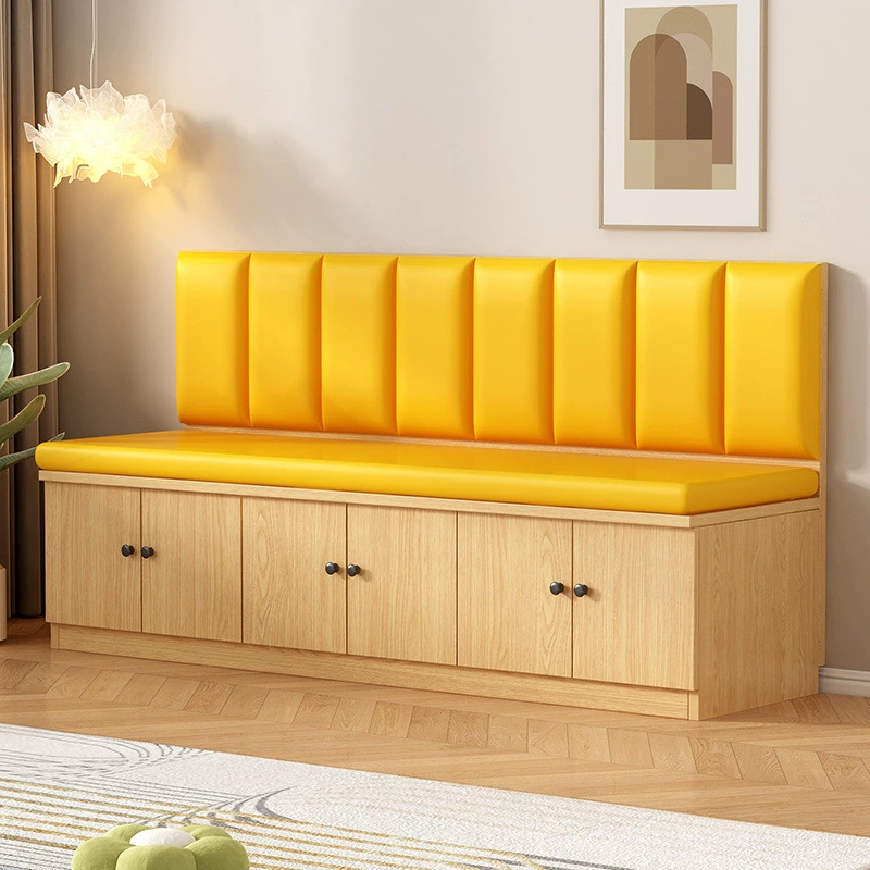 Деревянная будка из массива, простой длинный диван в прямом ряду к стене, стиль с двойными дверями, двойная будка для ресторана или магазина молочного чая оптом.