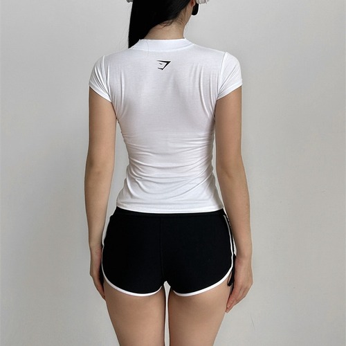 Fitness training short-sleeve quick-drying sexy slim fit tight long-sleeved T-shirt top running sports casual European and American 1406