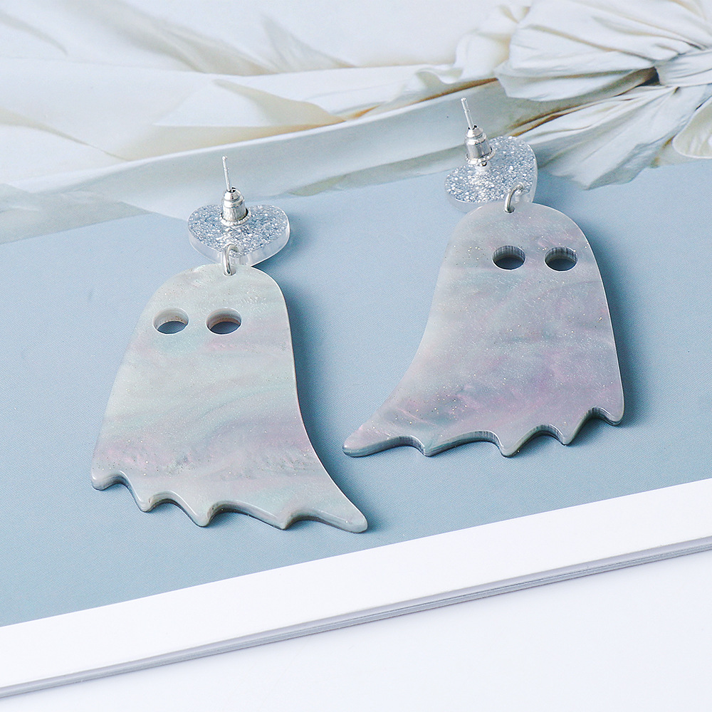 55726 Acrylic Colorful Ghost Earrings European And American Exaggerated Halloween Ghost Earrings Personality Female Ear Rings display picture 5