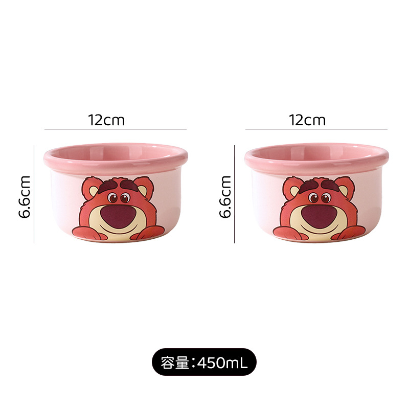 Disney Pooh Stitch Ceramic Baby Ensalada linda para niños Té de la tarde Disco reductor de grasa Disco de tres comparticiones