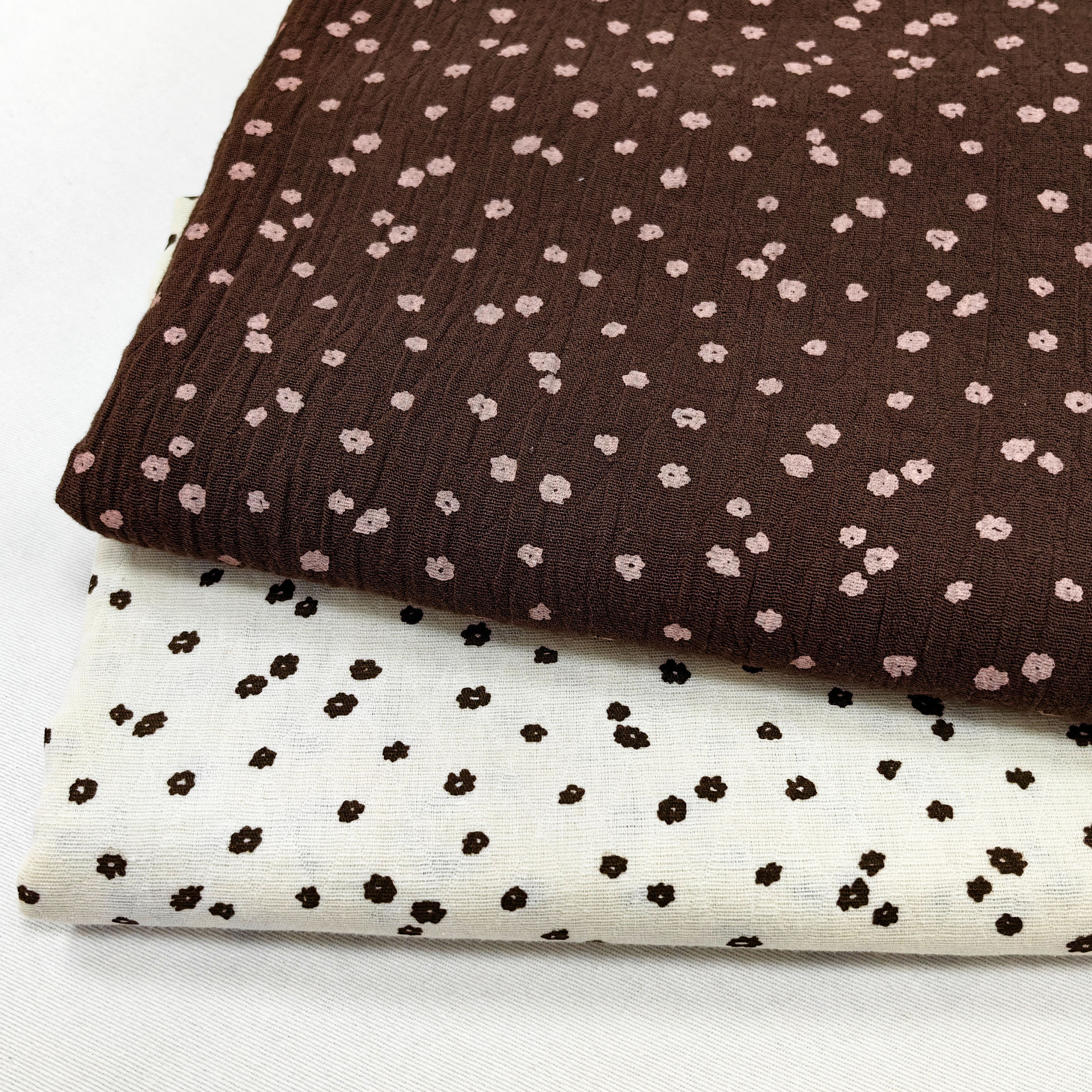 双层绉布小菱形日韩田园清新精细印花面料连衣裙童装女装限时优惠