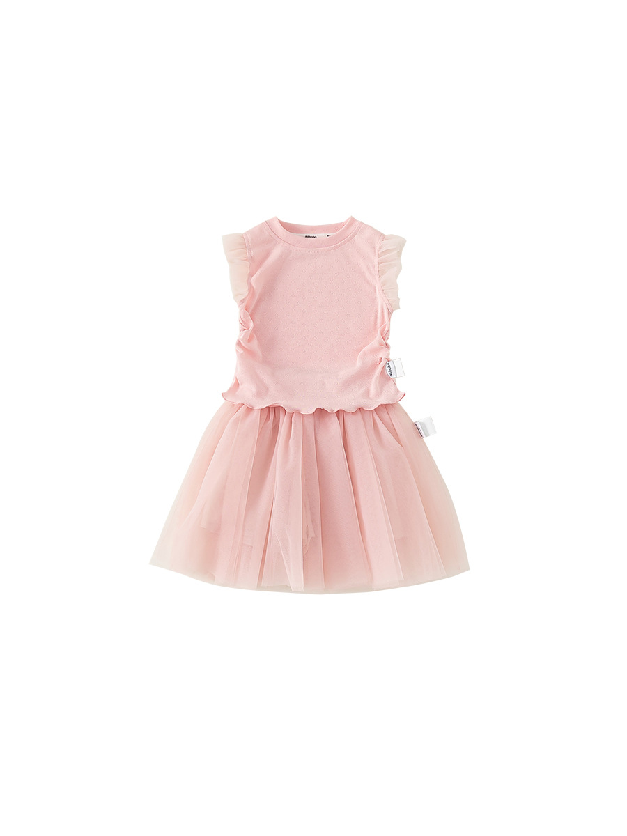 S.A.R. Ropa infantil de niñas de verano nuevo niño sin mangas camiseta de malla de pantalón vestido de dos piezas
