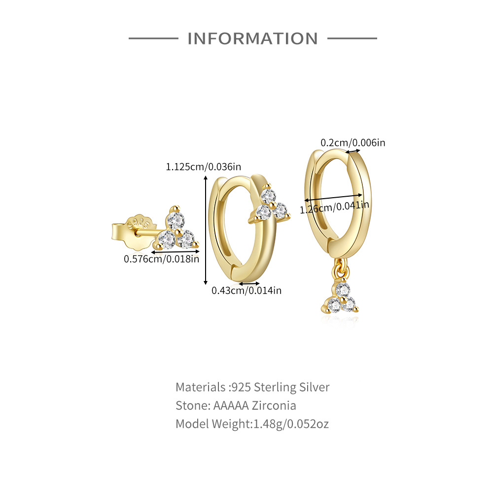 3g Weight Hoop Earrings, Ear Studs Classification 1 Set Quantity Daily Occasion 925 Sterling Silver Material Star, Butterfly Pattern Women's Gender Plating Design Simple Style Style 1 Set 925 Sterling Silver Star Butterfly Hoop Earrings Ear Studs 无