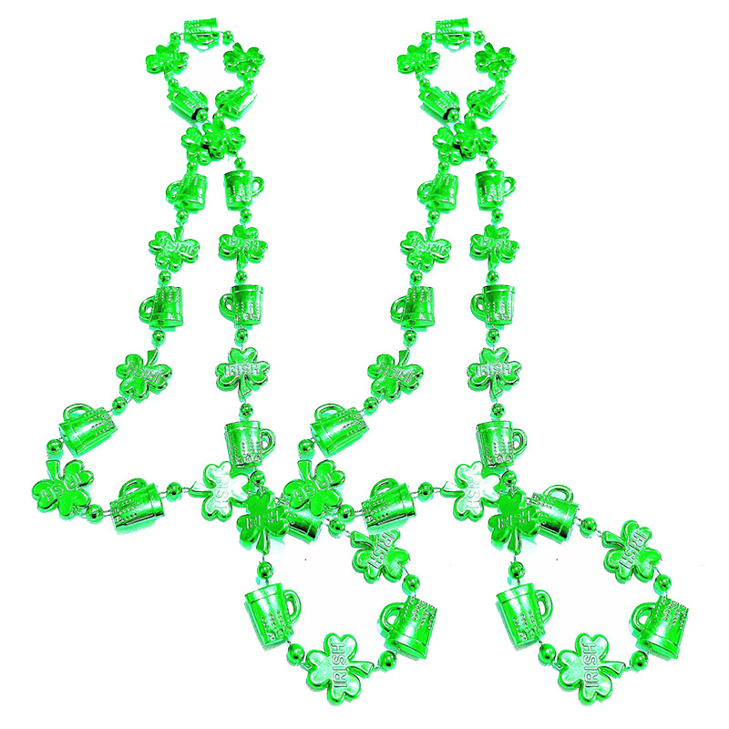 Party Occasion Plastic Material St. Patrick Shamrock Hat Plastic Party Costume Props Necklace 1 Piece