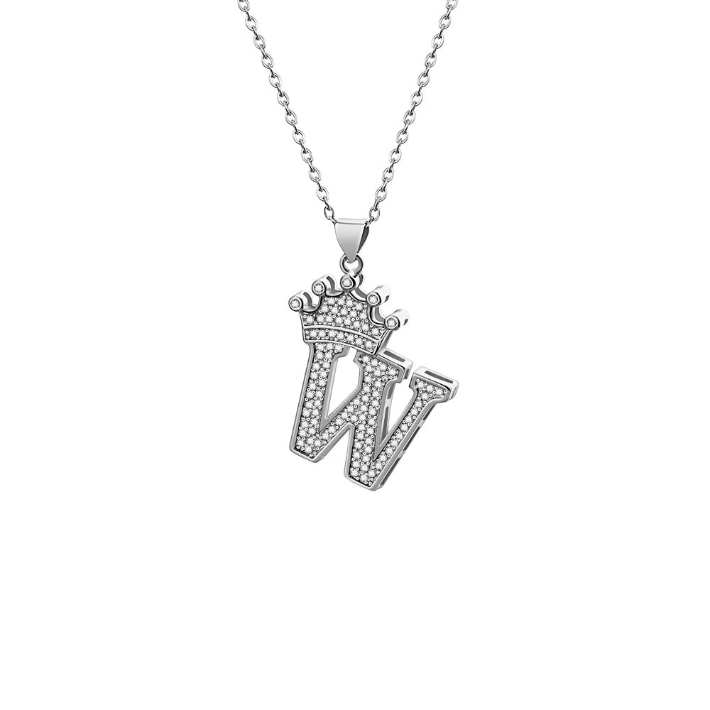 Stainless Steel Copper Simple Style Letter Crown Plating Inlay Zircon Pendant Necklace display picture 31