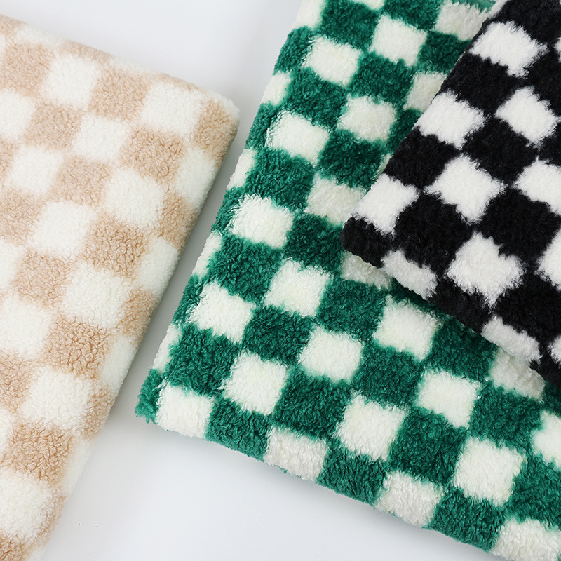 麦穗印花格子绒布  秋冬家居服外套睡衣面料  全涤格纹绒布现货