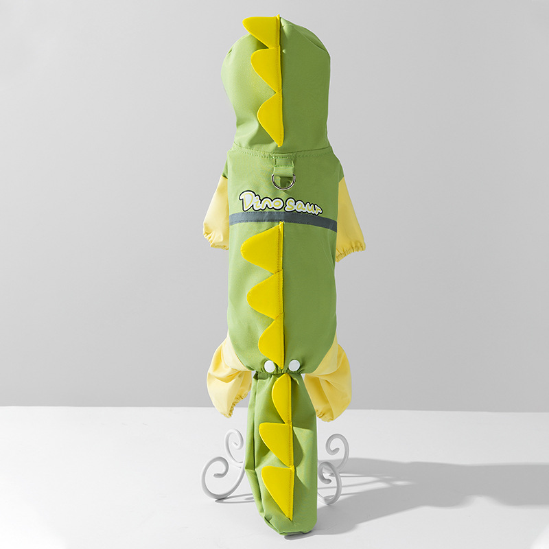 Perro lluvia impermeable de cuatro patas bolsa de dinosaurio tridimensional cola perro Teddy poncho mediano y grande perro golden retriever mascota impermeable