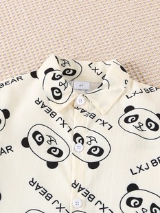 Boys' Summer Outfit Short-Sleeved Casual Lightweight Animal Print for Young Children