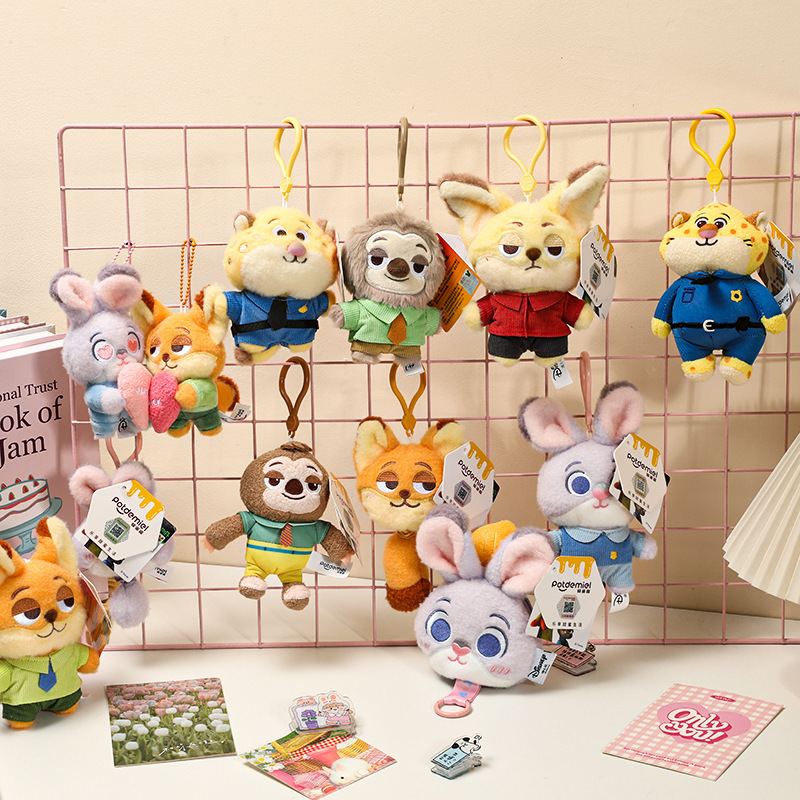 Disney Officially Licensed Zootopia Series Judy and Nick Police Officer Plush Doll Keychain
