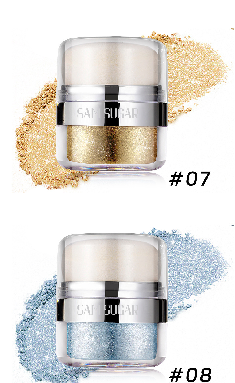 SAM SUGAR Cushion Highlighter Glitter Multi-functional Three-dimensional Contouring and Brightening Pearlescent Eyeshadow Body Pat Powder undefined