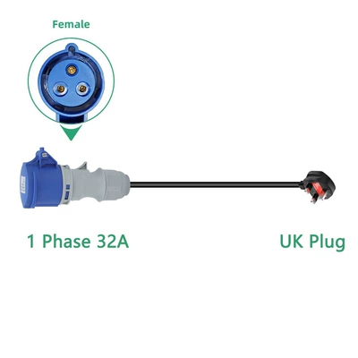 Cee Female Adapter Charging Pile, EV şarj adapterləri - single-phase-32a-seat-british-standard-plug