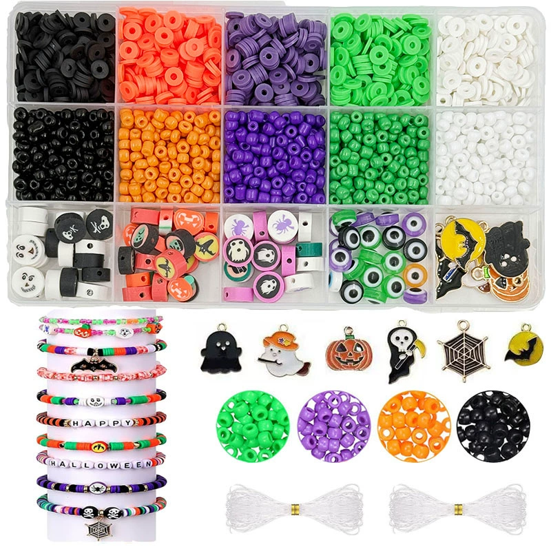 2086 шт., набор бусин для Хэллоуина, набор для изготовления браслетов, призрак, тыква, летучая мышь, кулон, комплект DIY ювелирных изделий