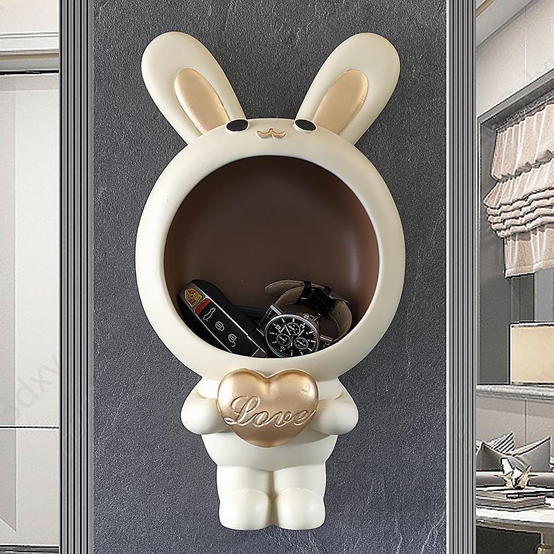 Wall-Mounted Decorative Key Storage Rack for Entryway, No-Drill Entryway Wall Hanging Ornament Shelf for Entry