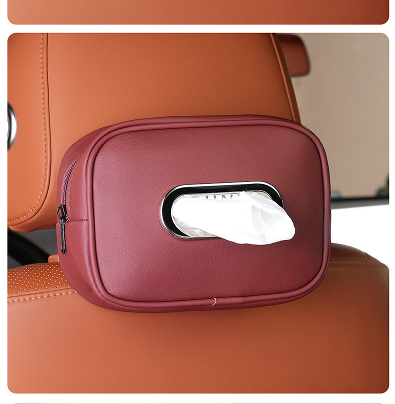 Cross-Border Car Tissue Box, Armrest Box Napkin Holder, Seat Back Hanging Tissue Bag, High-End Car Tissue Hanging Bag