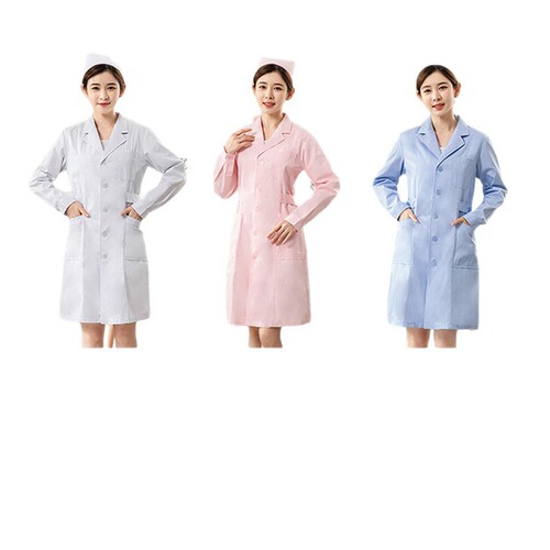 Nurse uniform long-sleeve winter white pink blue professional suit collar comfortable beauty workwear one-piece set