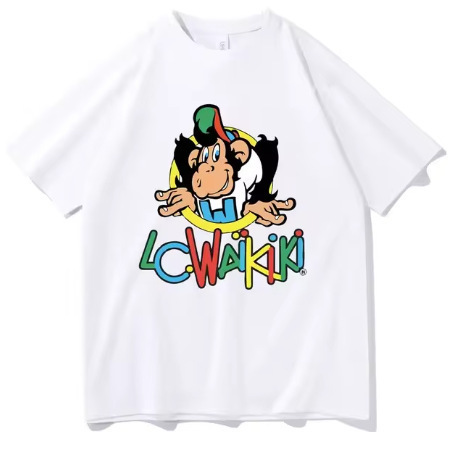 男性ストリートヒップホップモンキー Tシャツ LC ワイキキモンキーグラフィックプリント Tシャツ半袖ビーチ Tシャツ|undefined