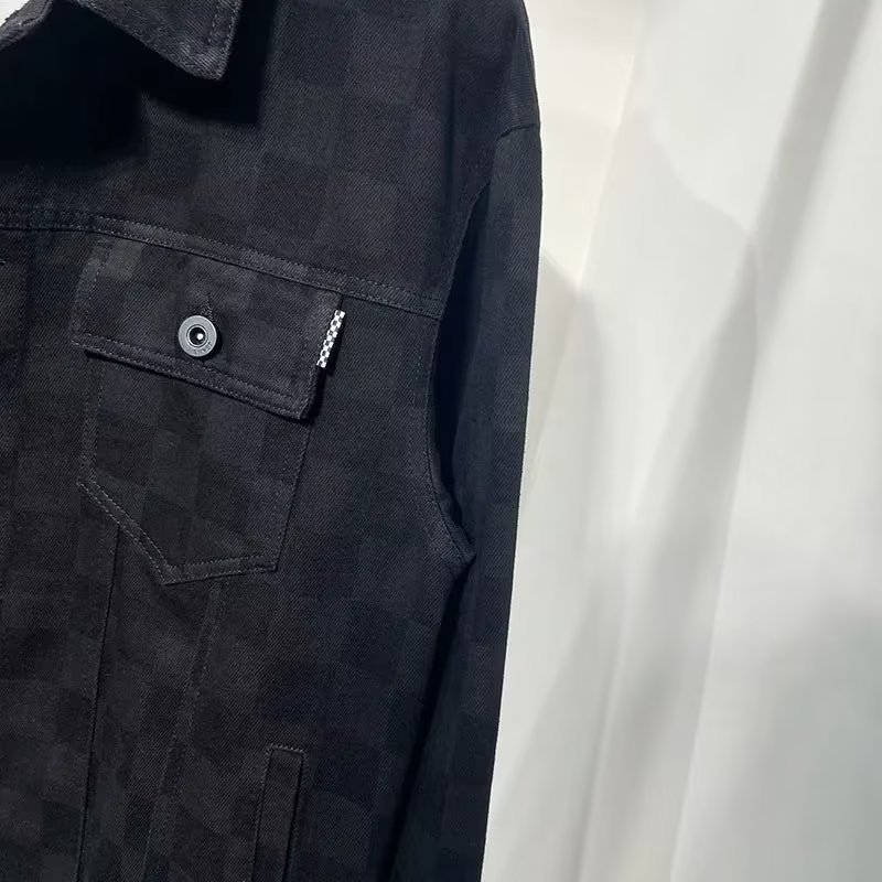 Chaqueta de mezclilla de tablero de ajedrez para hombre primavera y otoño 2024 nuevo estilo suelto de gran tamaño chaqueta de otoño casual de moda para hombre