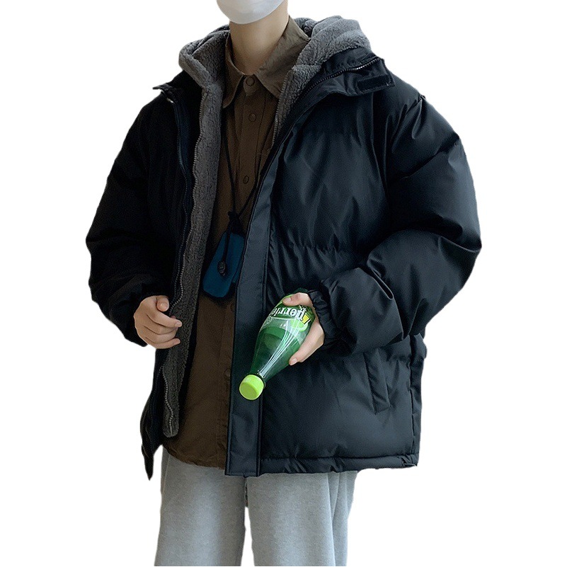 Extra Large tamaño abajo abrigo de algodón acolchado marca de moda de los hombres falso de dos piezas de otoño e invierno a prueba de viento cálido abrigo gordo con capucha engrosada abrigo de algodón acolchado