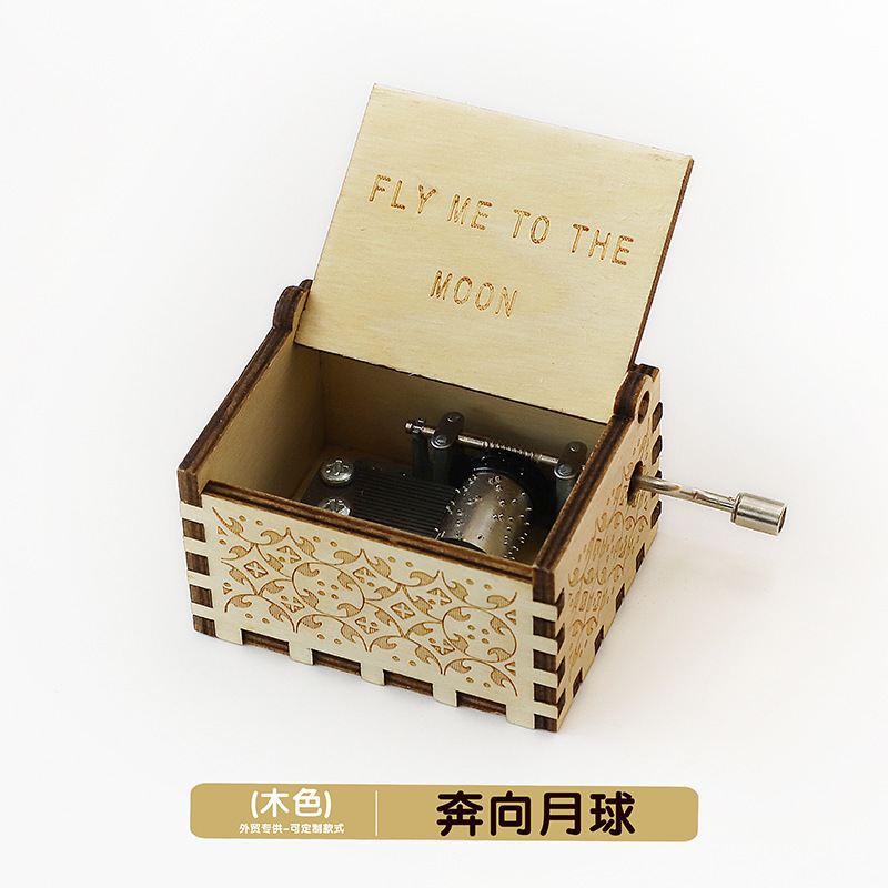 木製オルゴール装飾品古典的な彫刻手回しオルゴールクリスマス工芸品ギフトギフト在庫あり|undefined