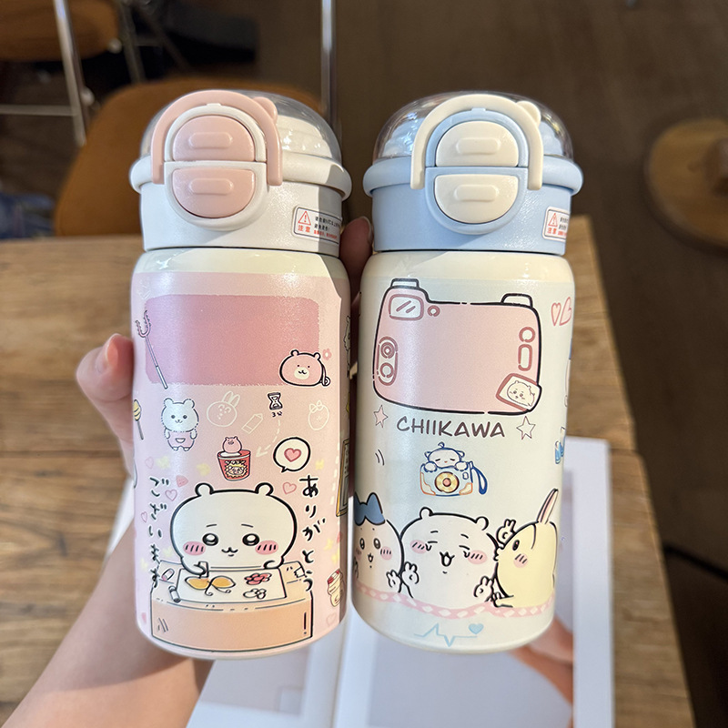 双饮吸管保温杯ins304不锈钢杯子女生学生卡通小兔水杯卡通水杯|undefined