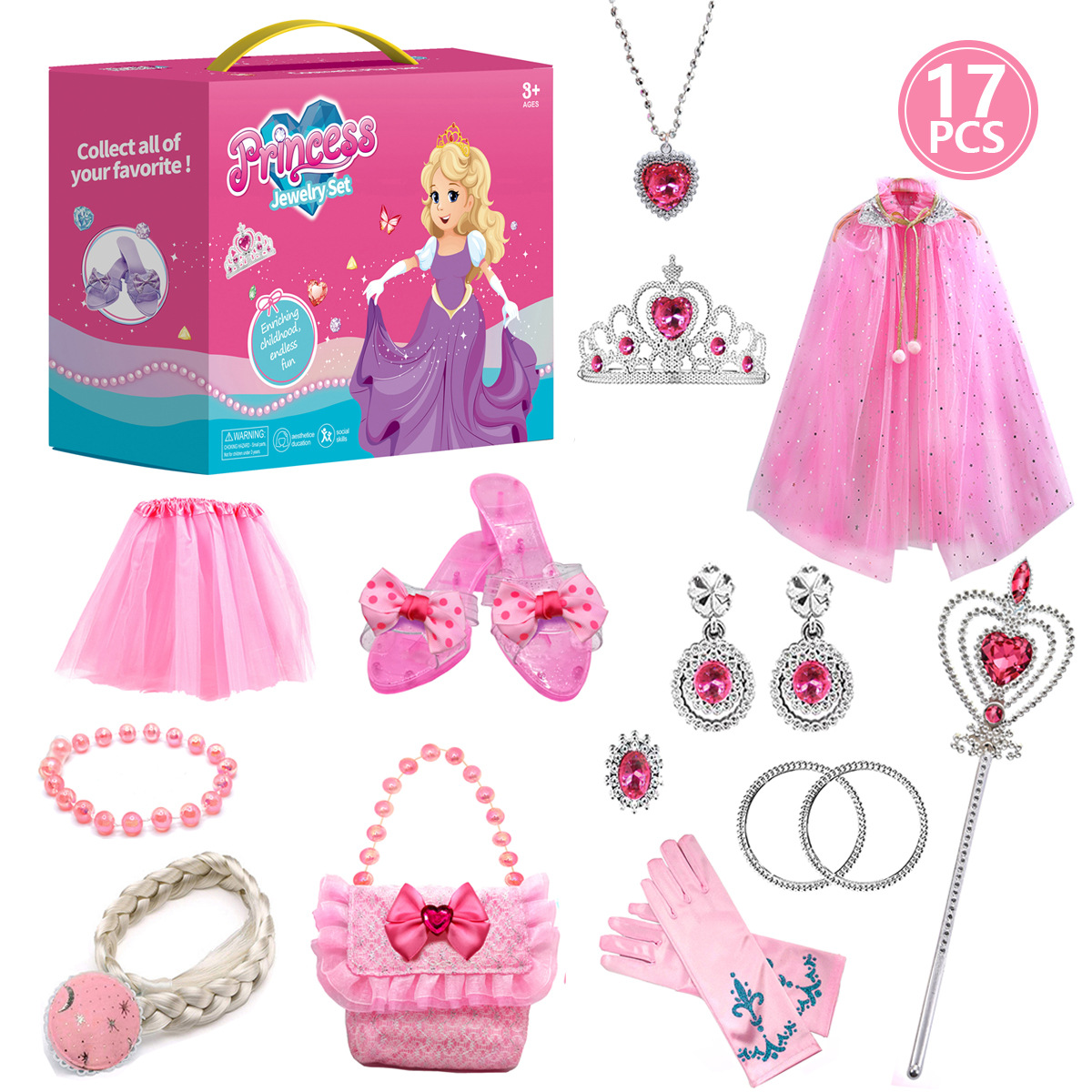 Princesa hecha a mano transfronteriza disfrazada con juguetes de roles para niñas collares de joyería caja de joyería para niñas pequeñas