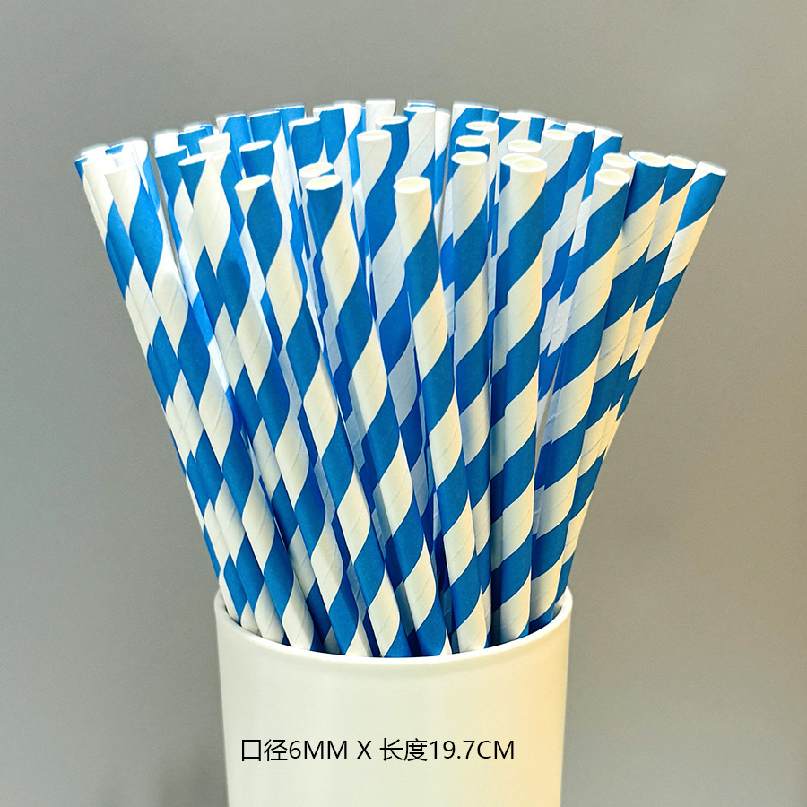 Gran cantidad en stock al por mayor paja de papel desechable paja de papel degradable paja azul serie