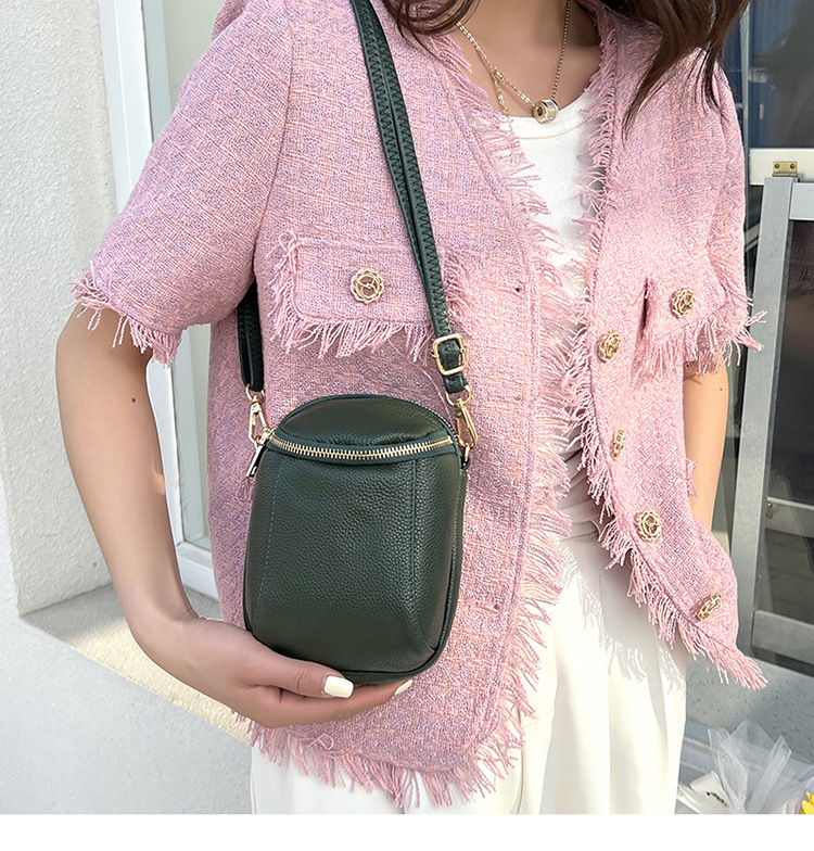 294g Weight Polyester Lining Material Sewing Thread Fashion Element Zipper Closure Type Single Shoulder Strap Strap Type Crossbody Bag Bags Type Casual Occasion Genuine leather Material Solid Color Pattern All Seasons Season Women's Gender Streetwear Style Shell Shape Women's Solid Color Genuine Leather Sewing Thread Zipper Phone Wallets 5