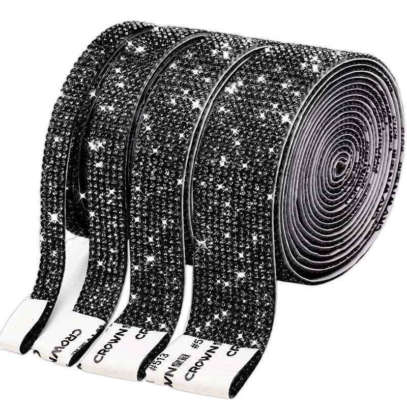Self-Adhesive Rhinestone Strip, Custom DIY Diamond Sticker, 2–15 rows, Multiple Colors