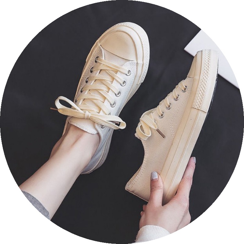 白帆布鞋女港韩版学生小白鞋低帮高帮鞋绿色红色蓝色黄色