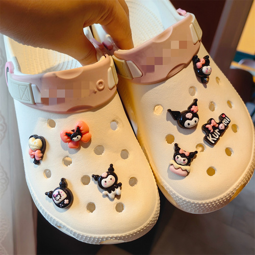 New Japanese three-dimensional black Lolita cute shoes flower hole shoes shoe buckle removable decorative buckle bow