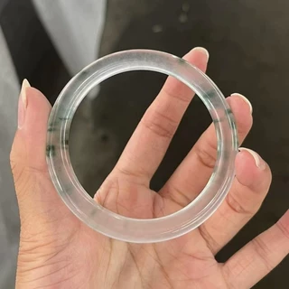 翡翠平替仿独龙玉高冰种飘花玉石手镯石英岩玉飘花细圆条玉石镯子