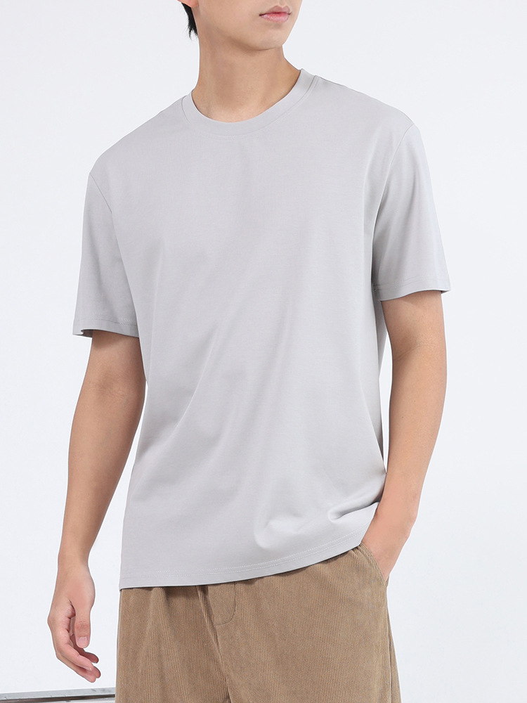Unico ropa de hombre camiseta de manga corta de hombre camiseta de cuello redondo suelta coreana camiseta de base blanca para hombres de verano en color sólido