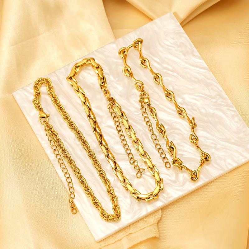 Cross-border Joker New High-value Temperament Anklet suit Combination Titanium Steel European and American Creative Design Geometric Anklet_voghion.com